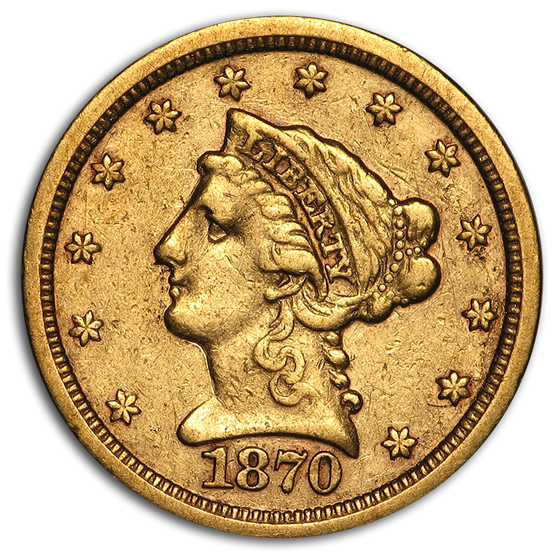 1870-S $2.50 Liberty Gold Quarter Eagle VF 1870-S $2.50 Liberty Gold Quarter Eagle VF